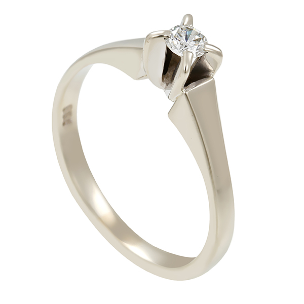Diamantring, 14K, Weißgold, Brillant 0,12 ct