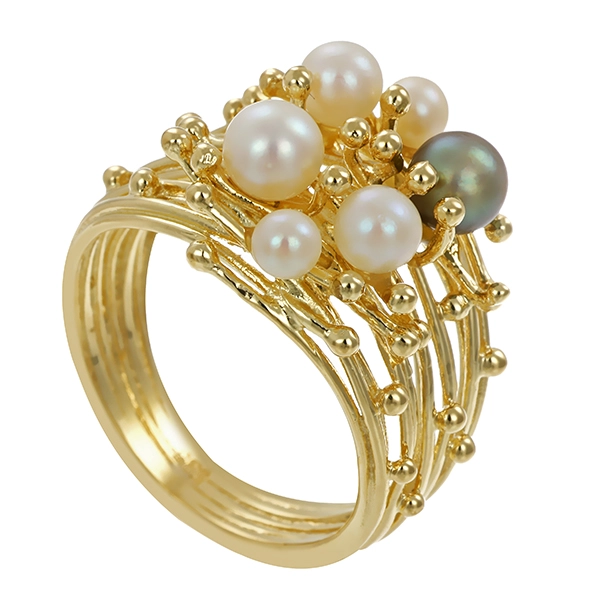 Ring, 14K, Gelbgold, Perlen, U52