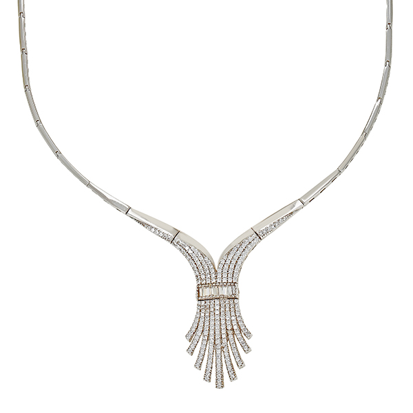 Collier, 14K, Weißgold, Zirkonia