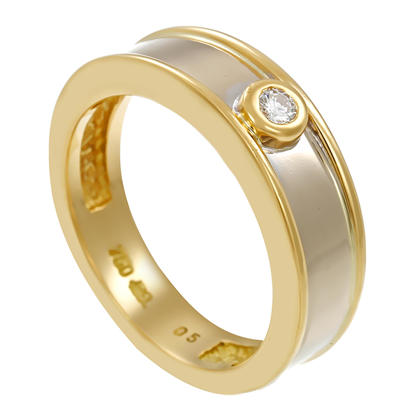 Diamantring, 18K, Gelb-/Weißgold, Brillant