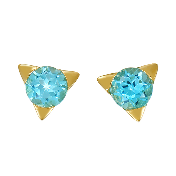 Ohrstecker, 14K, Gelbgold, Topas blau