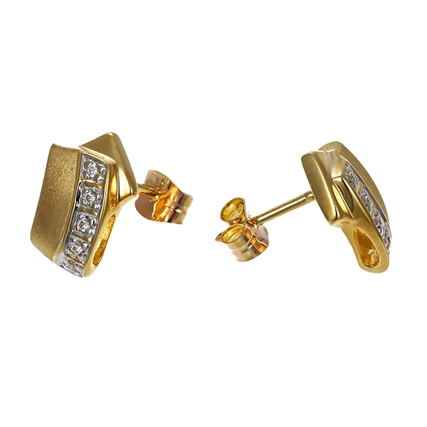 Ohrstecker, 8K, Gelb-/Weißgold, Zirkonia
