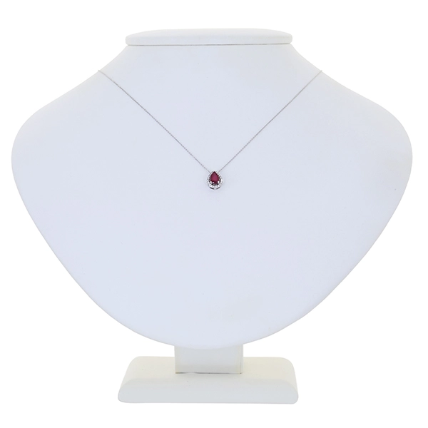 Collier, 18K, Weißgold, Rubin, Brillanten