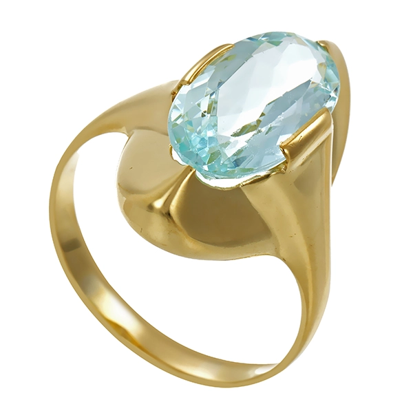Ring, 14K, Gelbgold, Aquamarin