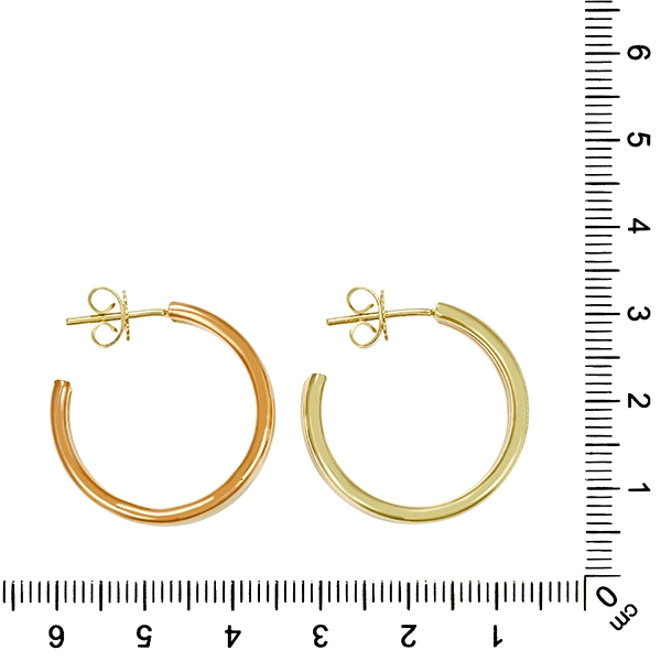 Steckcreolen, 14K, Rot-/Weiß-/Gelbgold