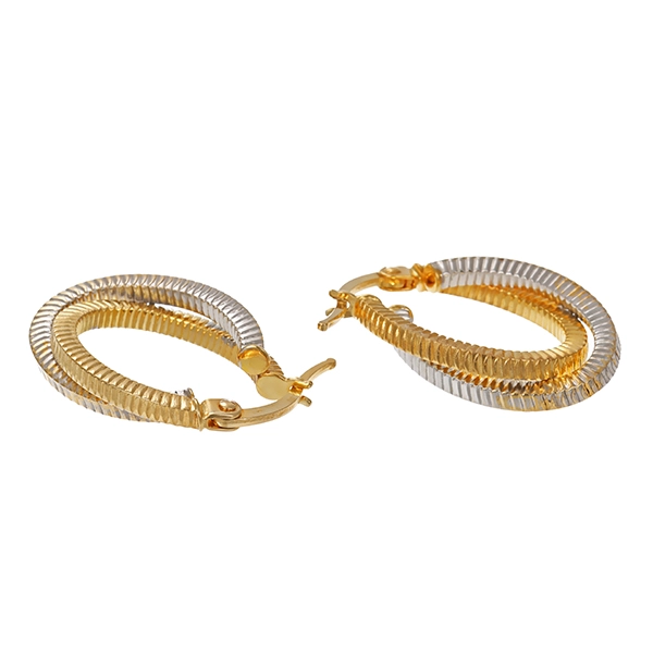 Ohrschmuck, 14K, Gelb-/Weißgold, Creolen