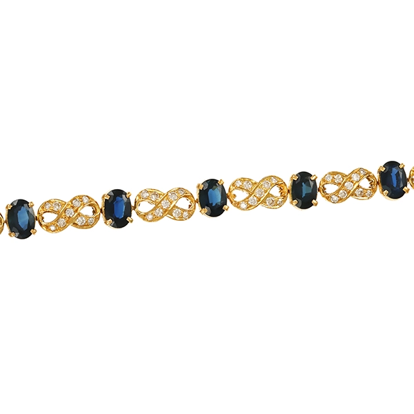 Armband, 18K, Gelbgold, Saphire, Brillanten, L19cm