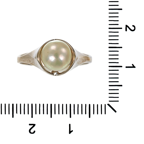 Ring, 14K, Weißgold, Zuchtperle