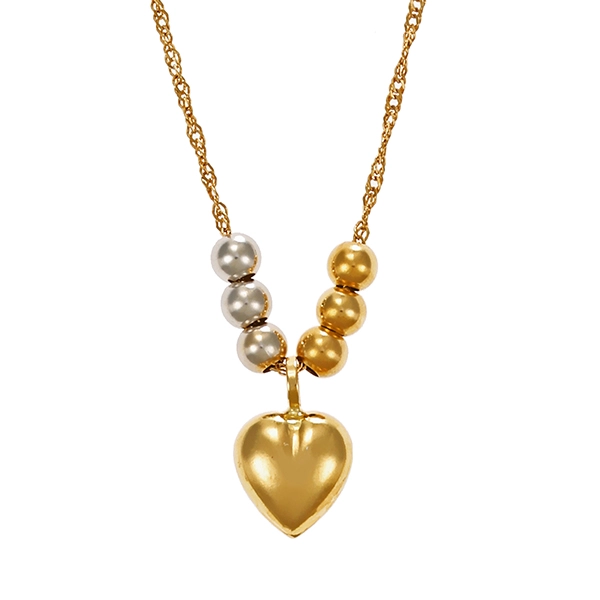 Collier, 18K, Gelb-/Weißgold, Herz