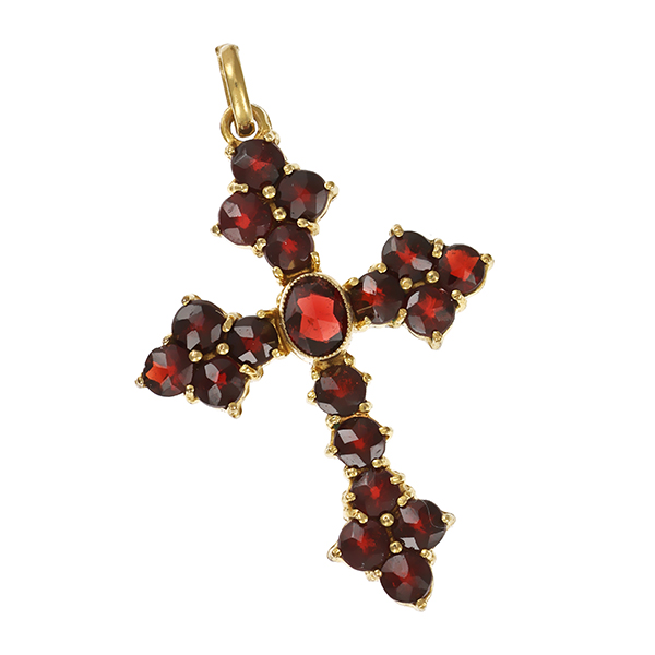 Anhänger, 8K, Gelbgold, Granat