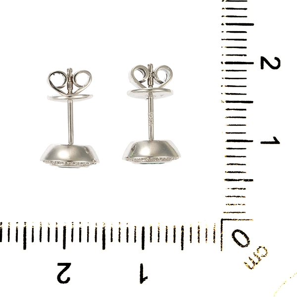 Ohrringe, 14K, Weißgold, Smaragd, Brillant