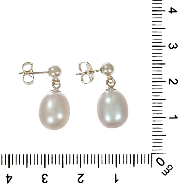 Steckhänger, 14K, Weißgold, Perlen