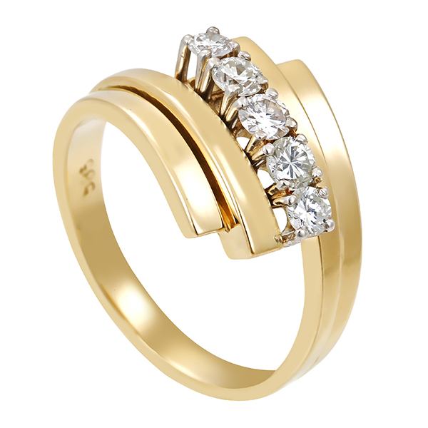 Diamantring, 14K, Gelb-/Weißgold, Brillanten