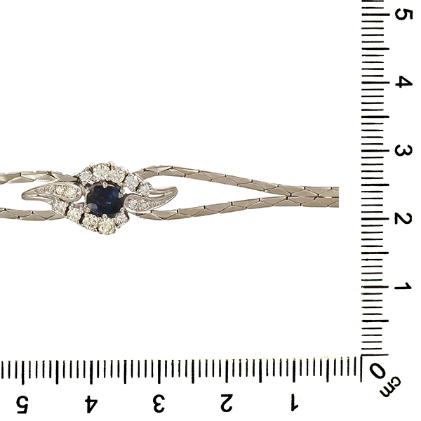 Armband, 14K, Weißgold, rhodiniert, Brillant, Saphir