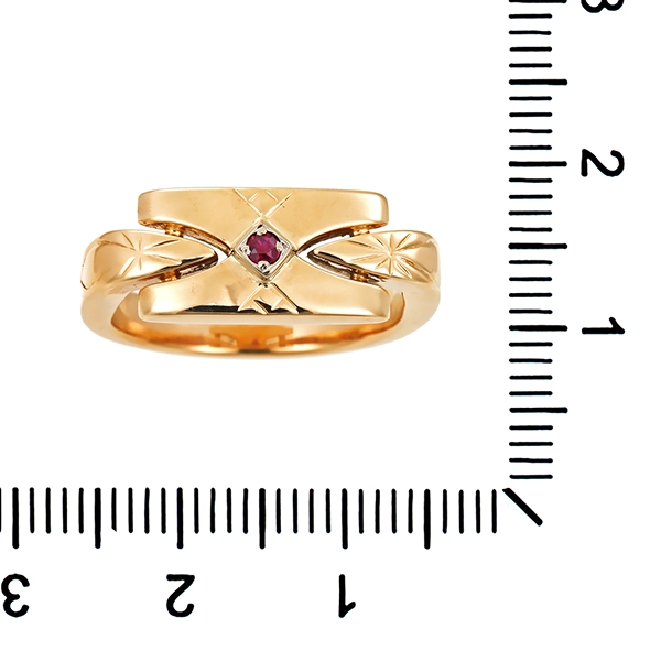 Ring, 14K, Gelbgold, Rubin