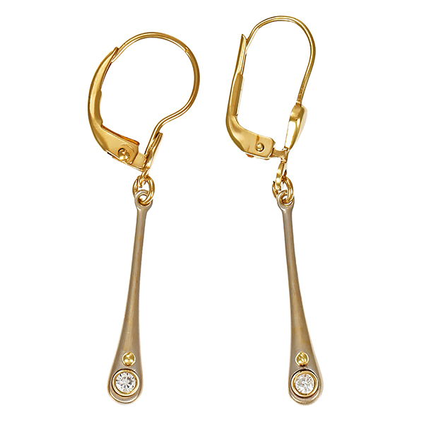 Ohrhänger, 8K, Gelb-/Weißgold, Zirkonia