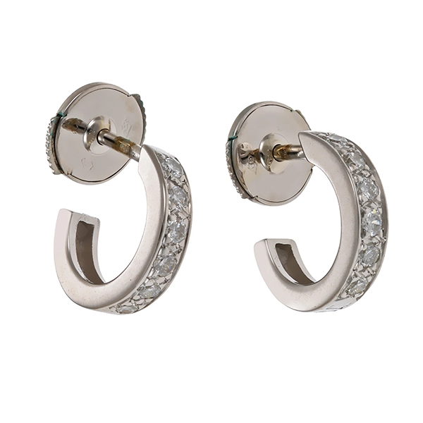 Steckcreolen, 18K, Weißgold, Brillanten