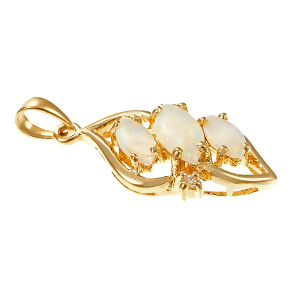 Anhänger, 18K, Gelbgold, Opal, Diamant