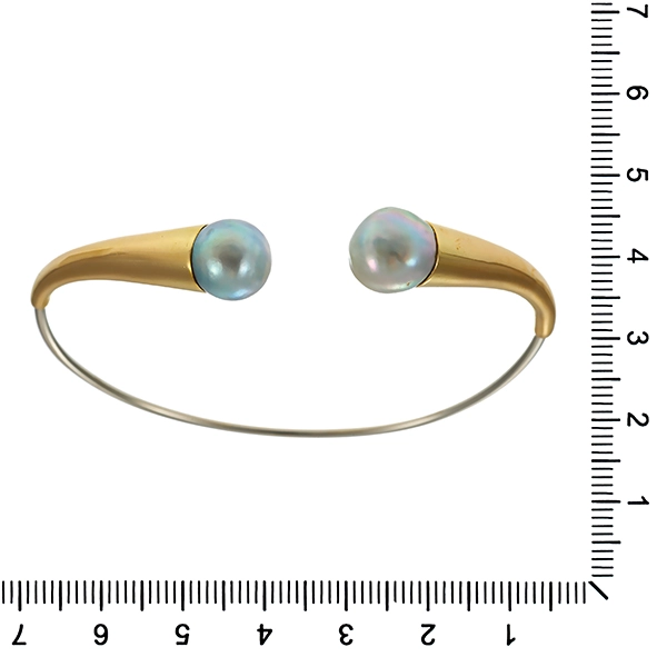 Armreif, 18K, Gelbgold, Perlen