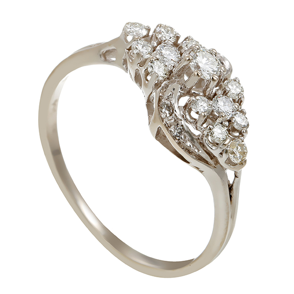 Ring, 14K, Weißgold, Zirkonia