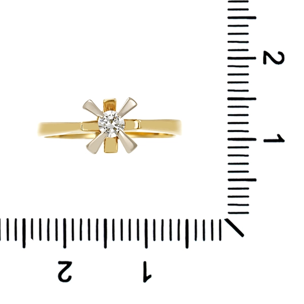 Brillantring, 14K, Gelb-/Weißgold
