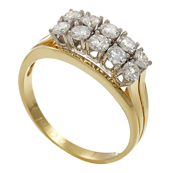 Diamantring, 14K, Weiß-/Gelbgold, Brillanten 1,00 ct