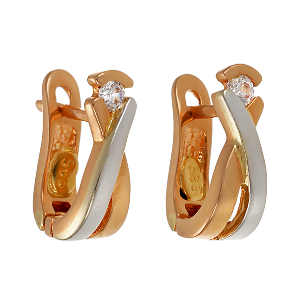 Creolen, 14K, Rot-/Weißgold, Zirkonia