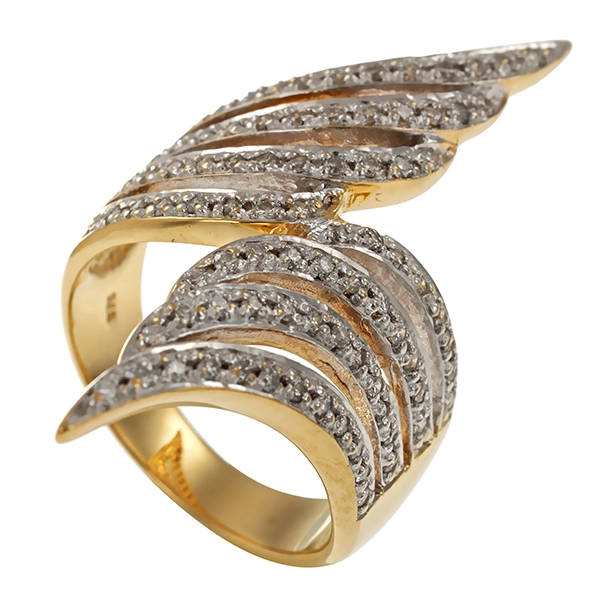 Diamantring, 9K, Gelb-/Weißgold, Brillanten