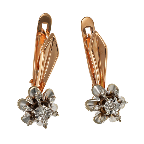 Ohrhänger, 14K, Rot-/Weißgold, Diamanten, Brillanten