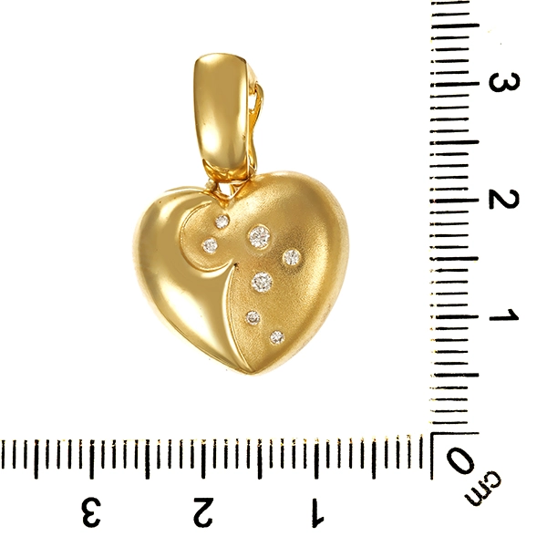 Anhänger, 14K, Gelbgold, Brillanten, Herz