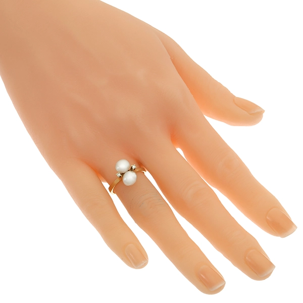 Ring, 14K, Gelbgold, Perle, Zirkonia