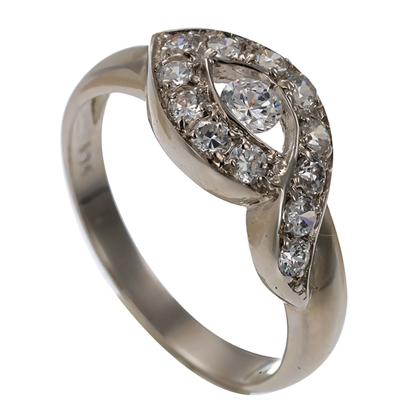 Ring, 14K, Weißgold, Zirkonia