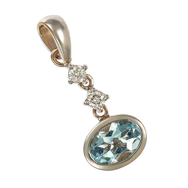 Anhänger, 18K, Weißgold, Aquamarin, Brillanten