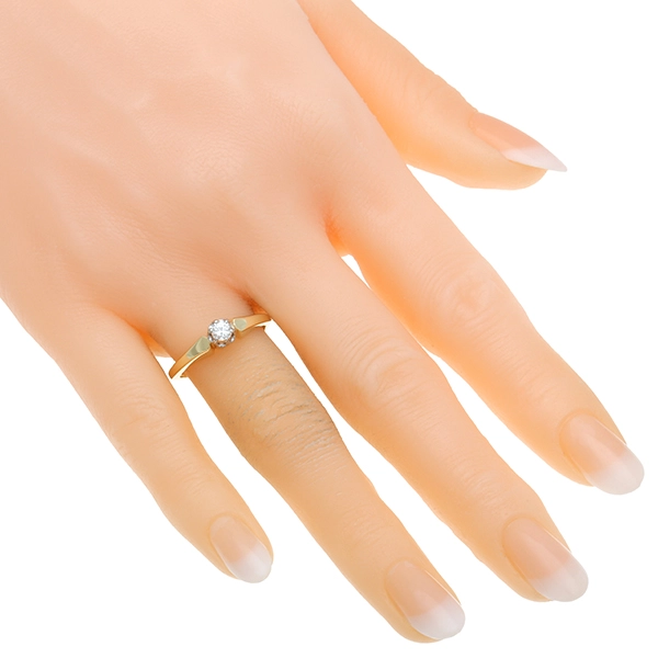Diamantring, 14K, Gelb-/Weißgold, Brillant 0,18 ct
