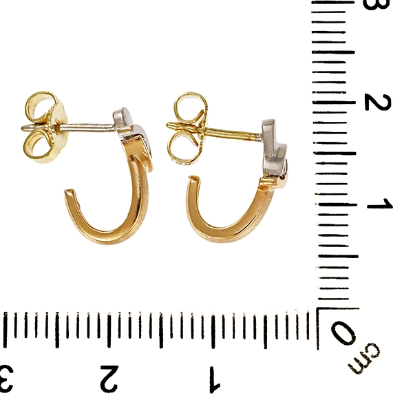 Steckcreolen, 14K, Gelb-/Weißgold, Brillanten