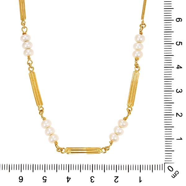Collier, 18K, Gelbgold, Zuchtperlen