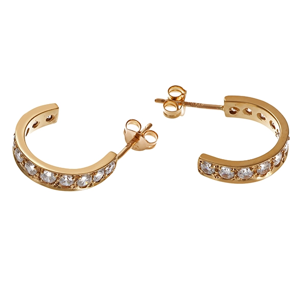 Steckcreolen, 8K, Gelbgold, 22 Zirkonia