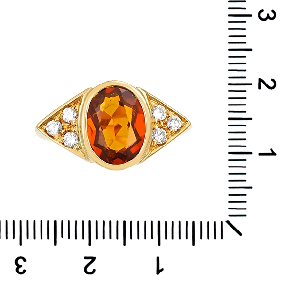 Ring, 18K, Gelbgold, Citrin, Brillant