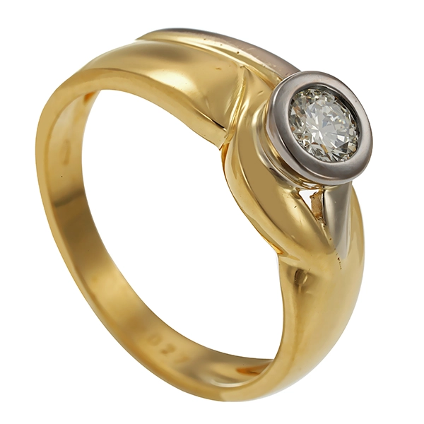 Diamantring, 18K, Gelb-/Weißgold, Brillant 0,27 ct