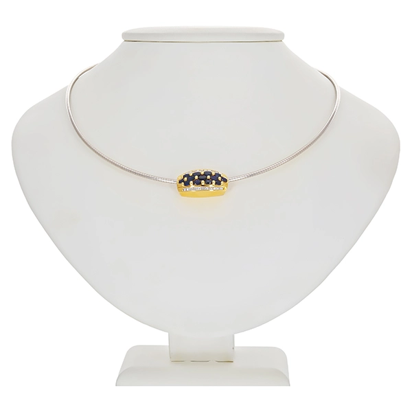 Collier, 18K, Gelb-/Weißgold, Saphire, Brillanten, L42cm
