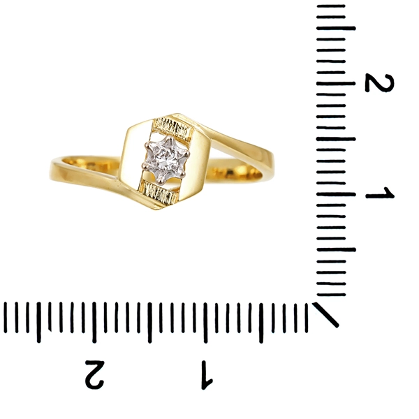 Diamantring, 14K, Gelbgold, Diamant