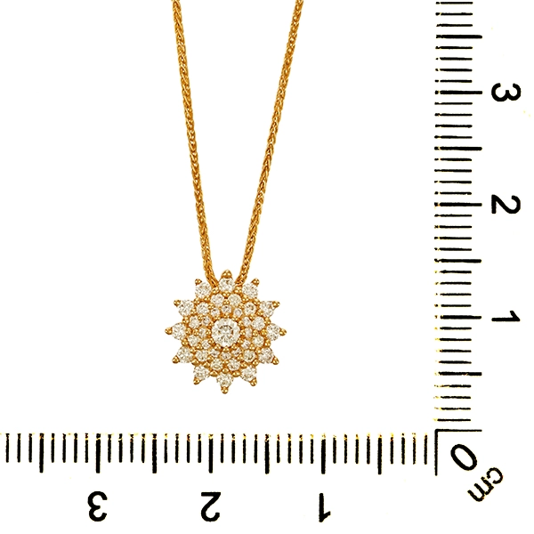 Collier, 14K, Gelbgold, Brillanten