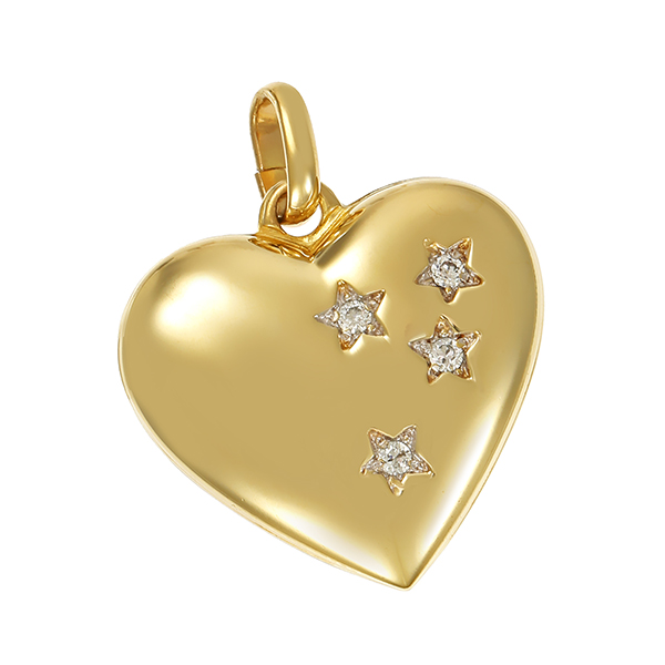 Anhänger, 8K, Gelbgold, Zirkonia, Herz