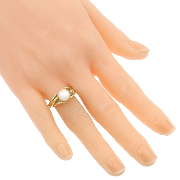 Ring, 14K, Gelbgold, Perle