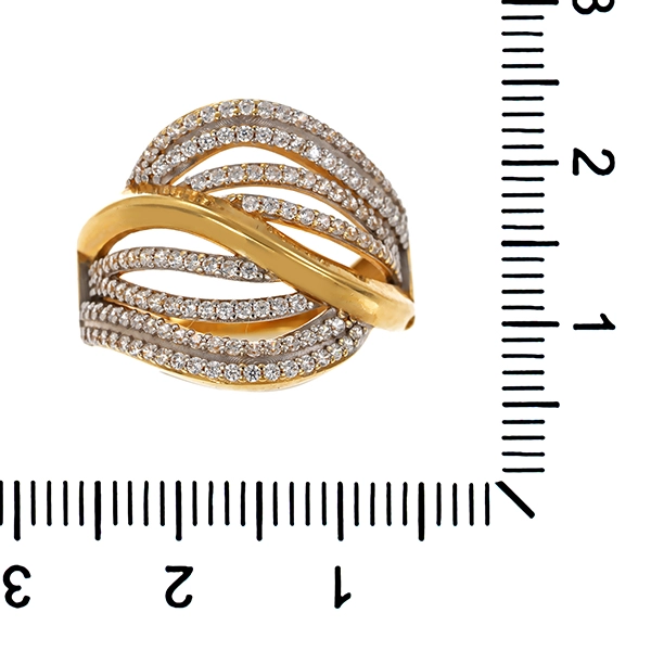 Ring, 14K, Gelb-/Weißgold, Zirkonia