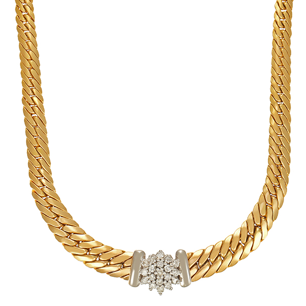 Collier, 14K, Gelb-/Weißgold, Brillanten