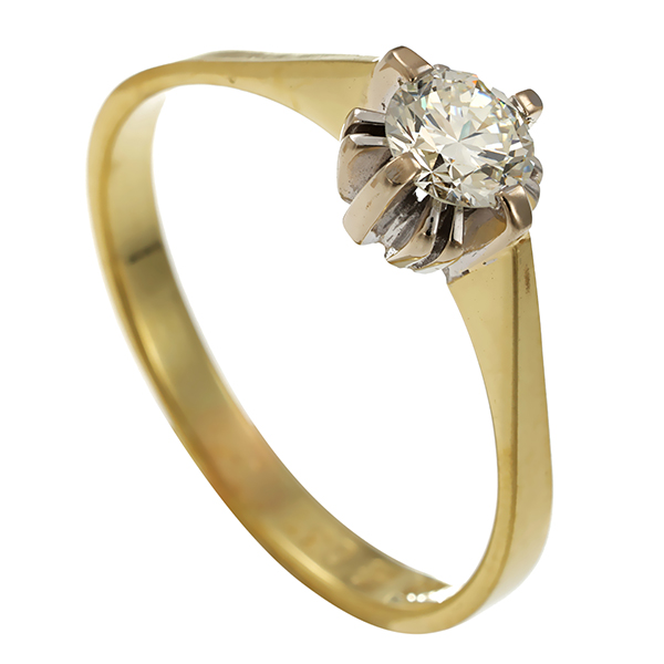 Diamantring, 14K, Gelbgold, Brillant 0,37 ct
