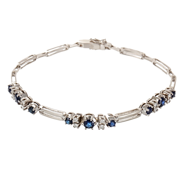 Armband, 18K, Weißgold, Brillant, Saphir
