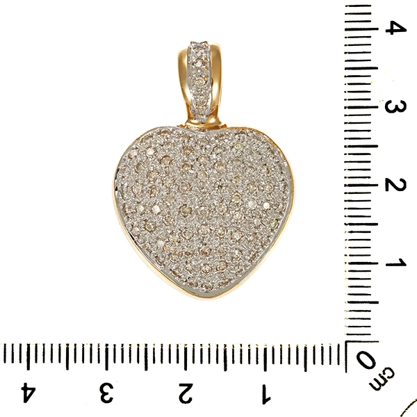 Anhänger, 14K, Gelb-/Weißgold, Brillanten 1,00 ct, Herz