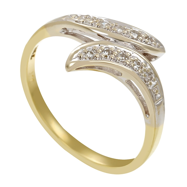 Diamantring, 14K, Gelb-/Weißgold, Diamanten